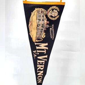 1950s Mt Vernon Virginia Washington's Mansion Felt Pennant 30" George Washington